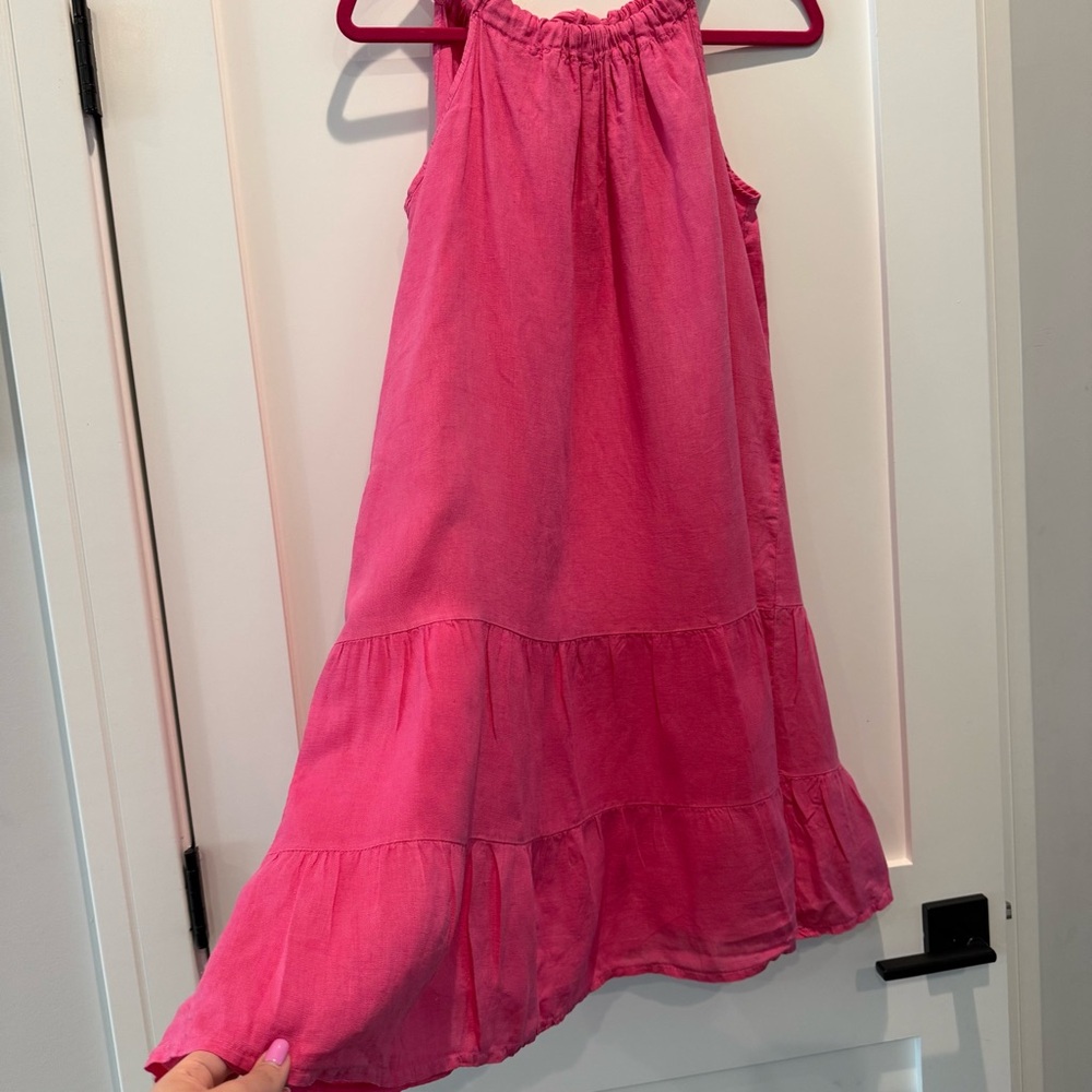 Sleeveless Tiered Mini Dress in Bright Pink